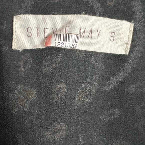 Stevie May Anise Black Printed Chiffon Short Sleeve Dress Size Small - Picture 11 of 16